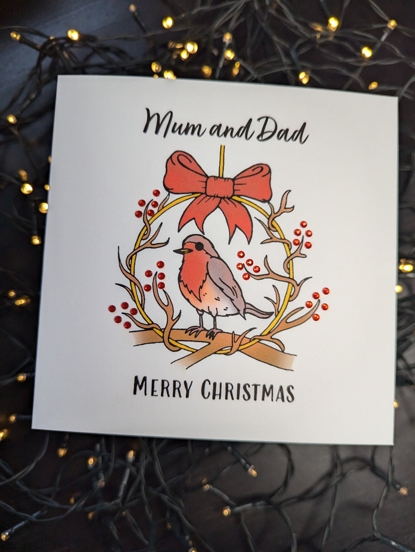 Personalised - Robin Red Christmas Card (Welsh or English)