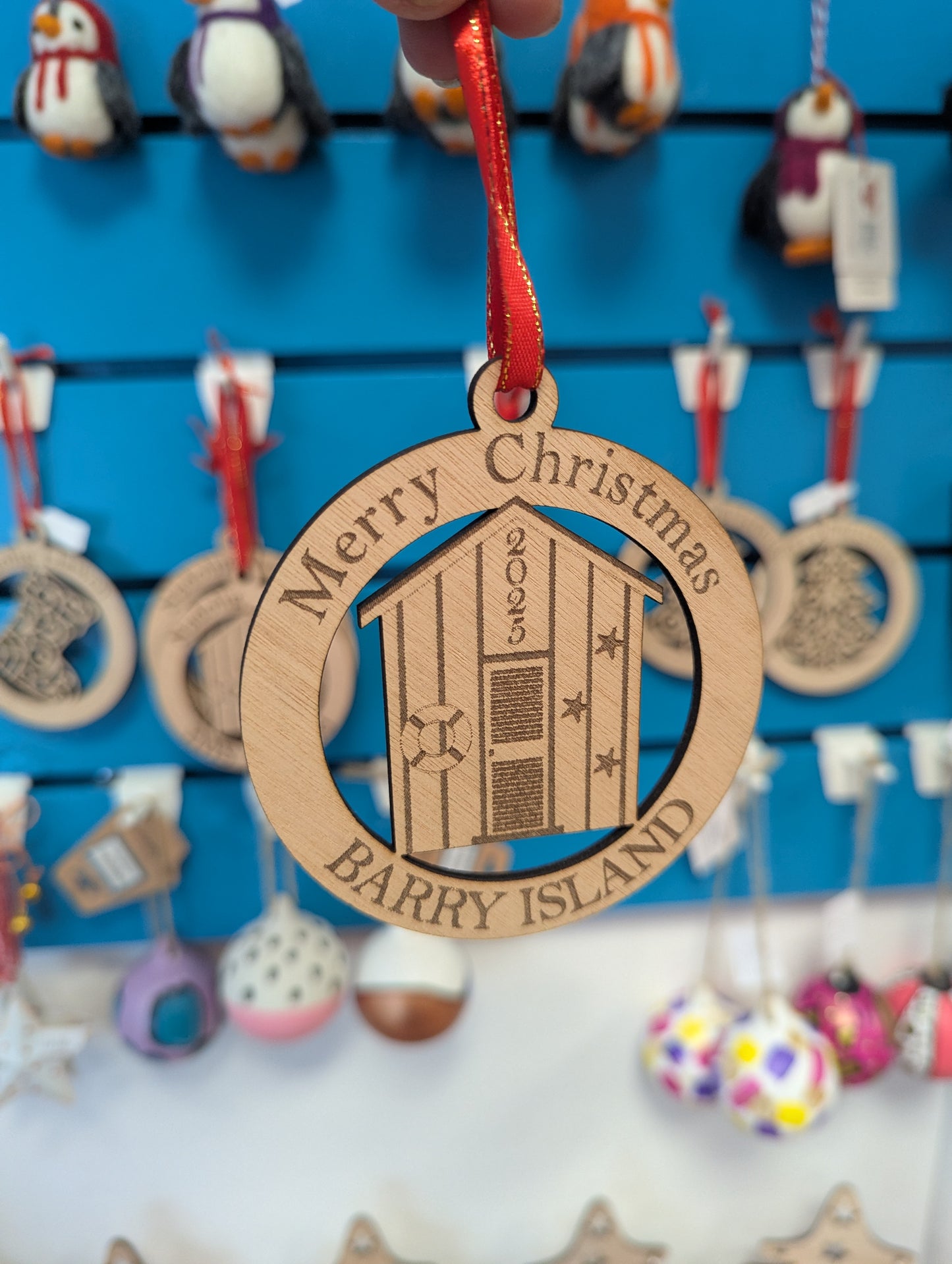 Merry Christmas -  Barry Island - Wood decoration