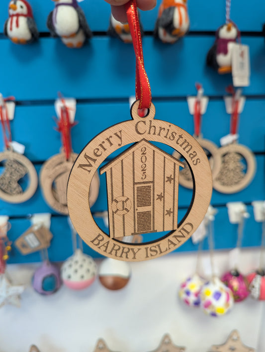 Merry Christmas -  Barry Island - Wood decoration