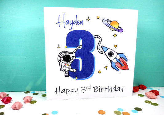 PERSONALISED Space Birthday Card