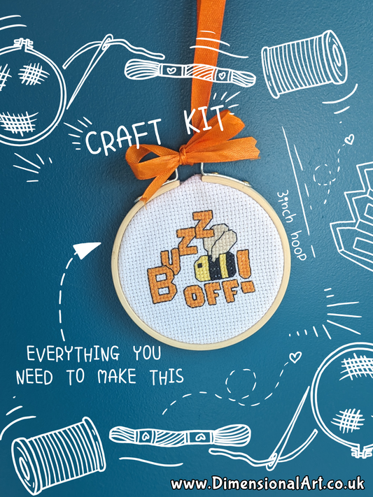 Mini Craft Kit - Cross Stitch Kit - Buzz Off Bee - CSK001