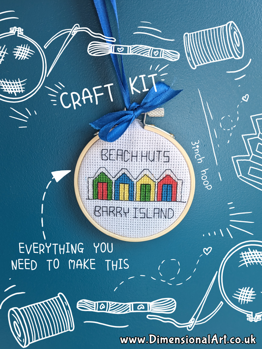 Mini Craft Kit - Cross Stitch Kit - Barry Island Beach Huts - CSK002