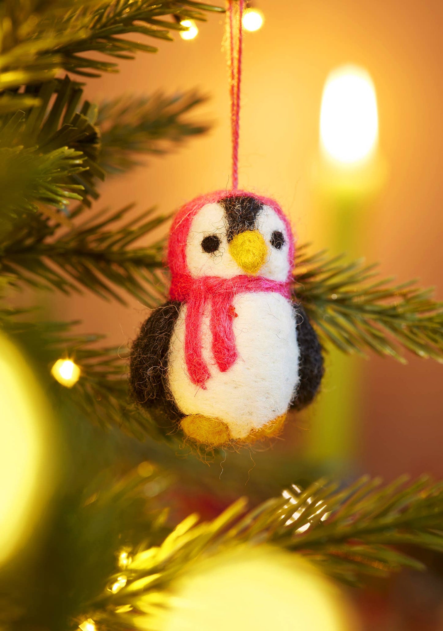 Handmade Set of 5 Hanging Felt Penguin Decorations
