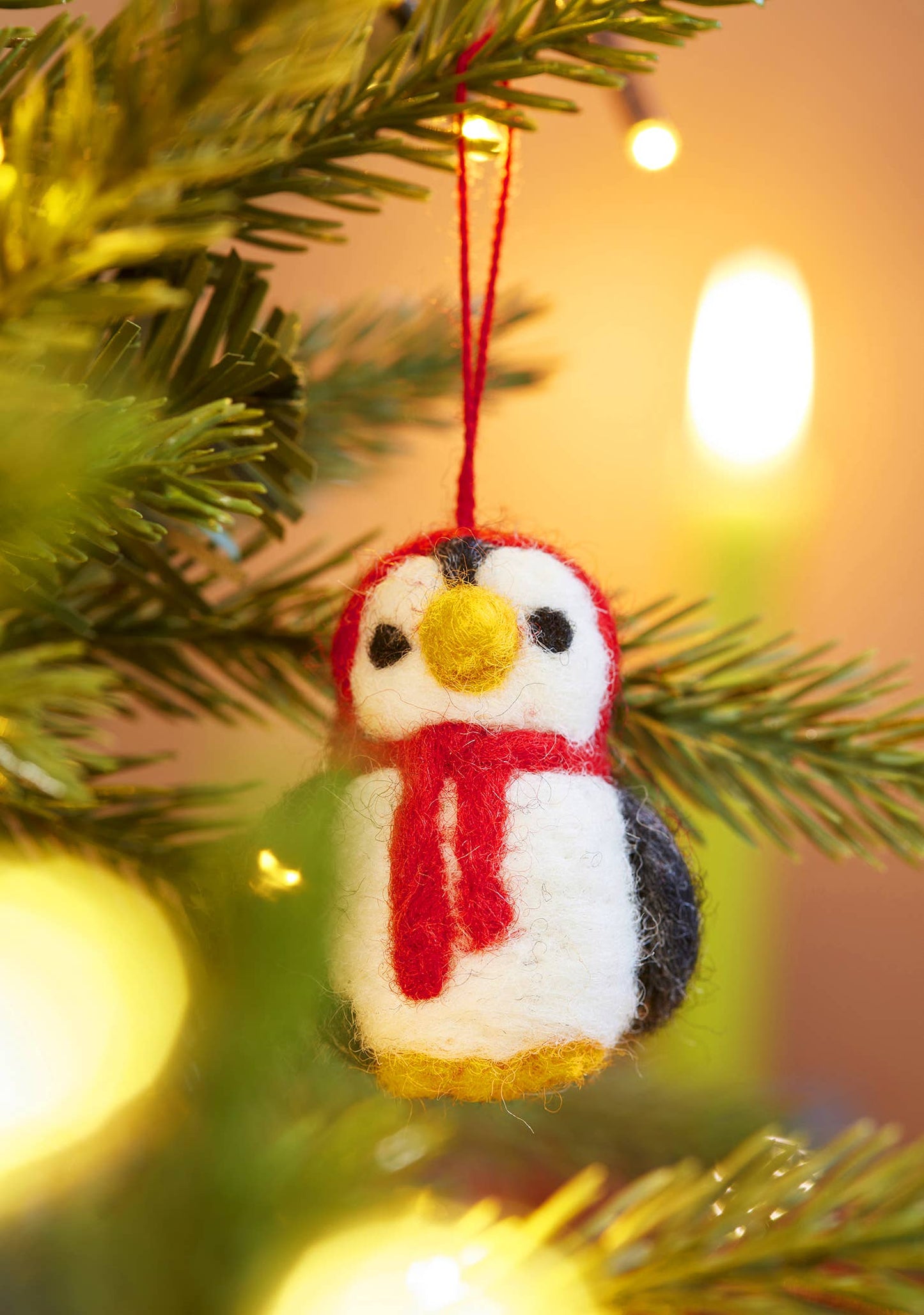 Handmade Set of 5 Hanging Felt Penguin Decorations