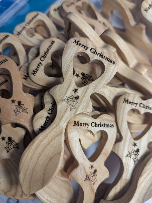 1 MERRY CHRISTMAS Mini Lovespoon (light wood)