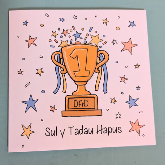 No1 Dad - Sul y Tadau hapus (fathers Card) - Welsh