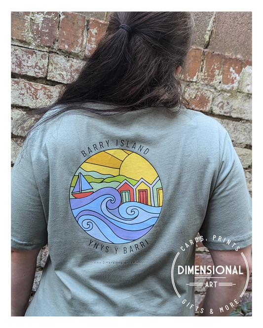 Barry Island Ynys y Barri T-shirt - Sage