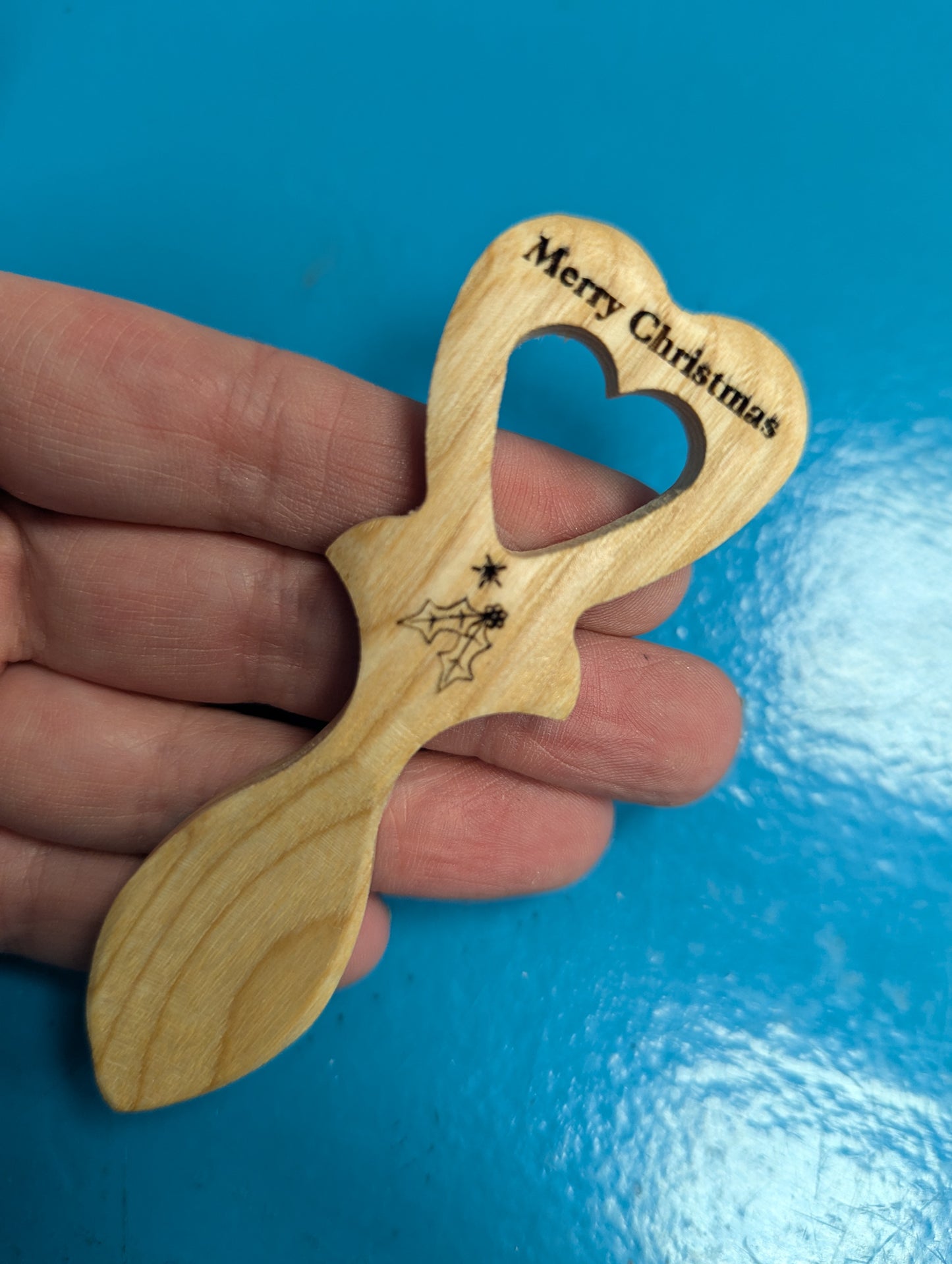 1 MERRY CHRISTMAS Mini Lovespoon (light wood)