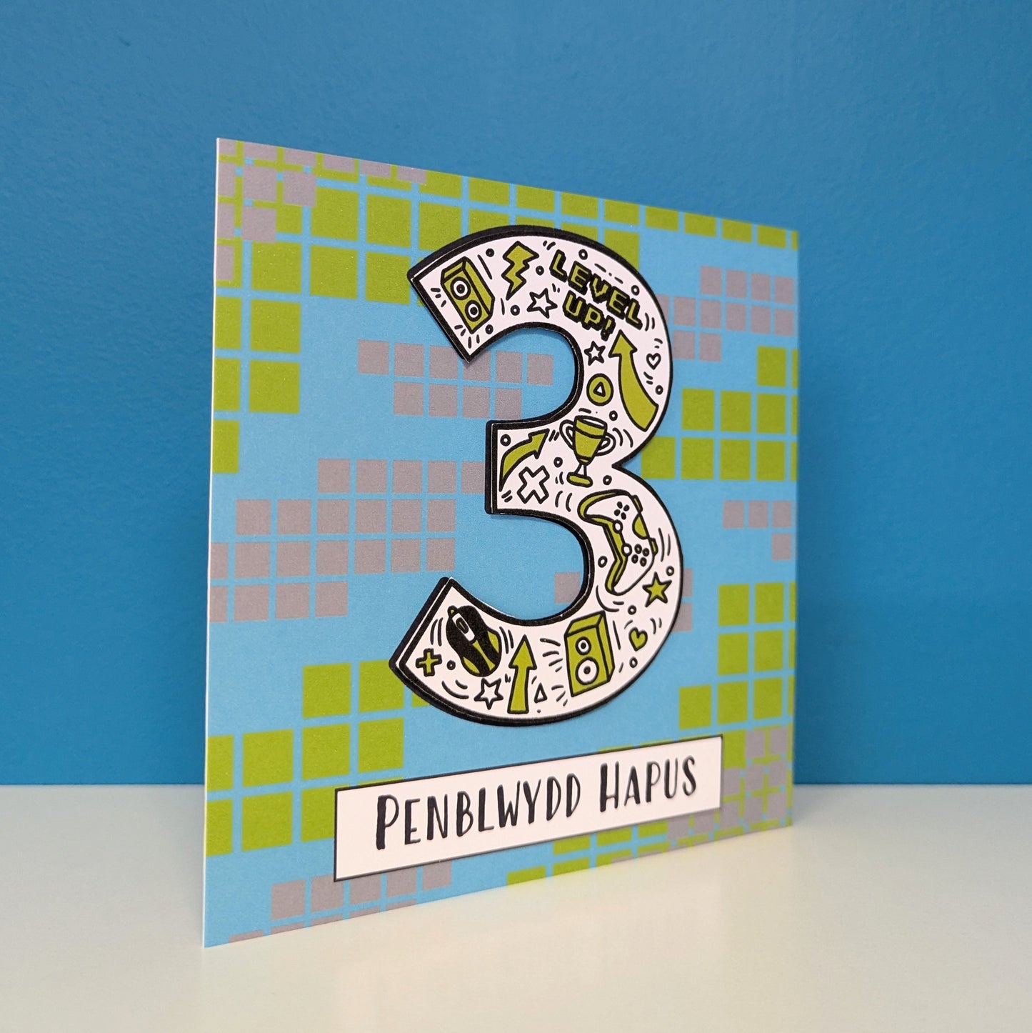 Gaming 3rd Penblwydd Hapus (Birthday Card) - Welsh