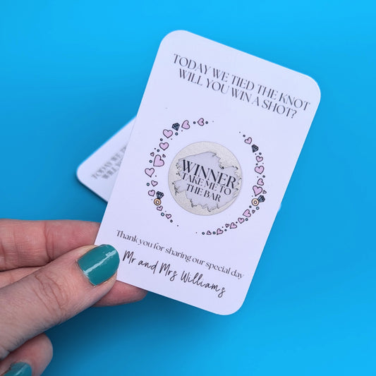 Wedding Day Table Scratch Cards - Drink Game - Personalised - circle design
