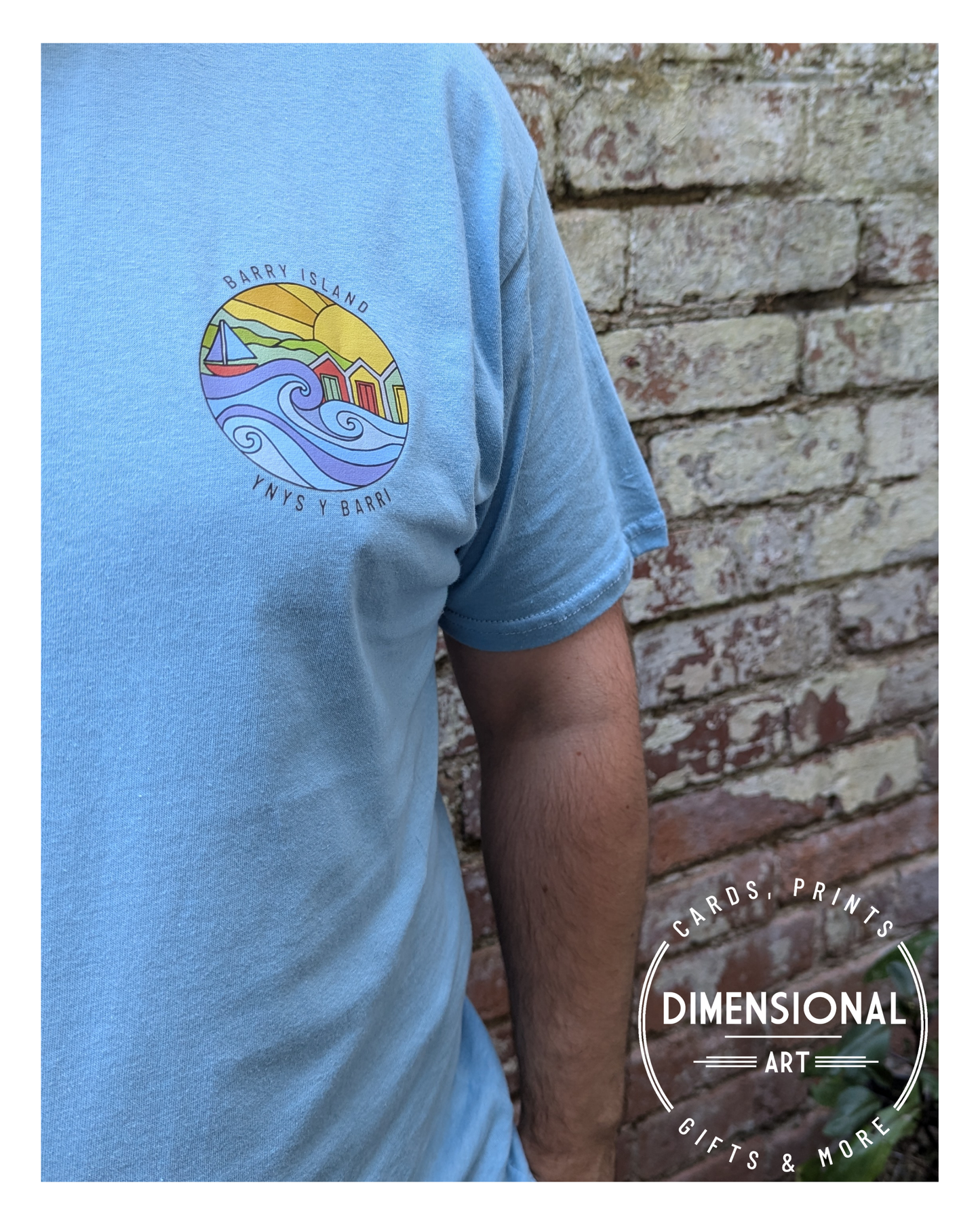 Barry Island Ynys y Barri T-shirt - Sky Blue