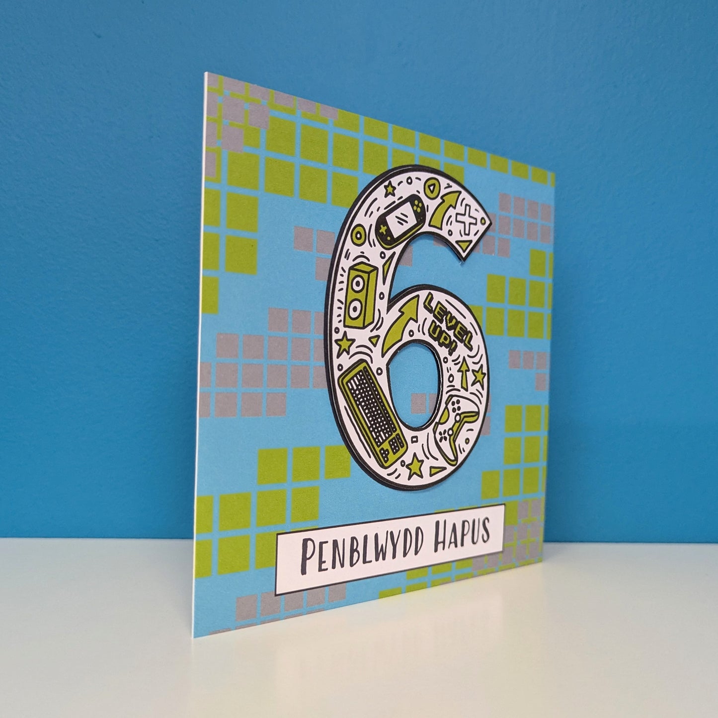 Gaming 6th Penblwydd Hapus (Birthday Card) - Welsh