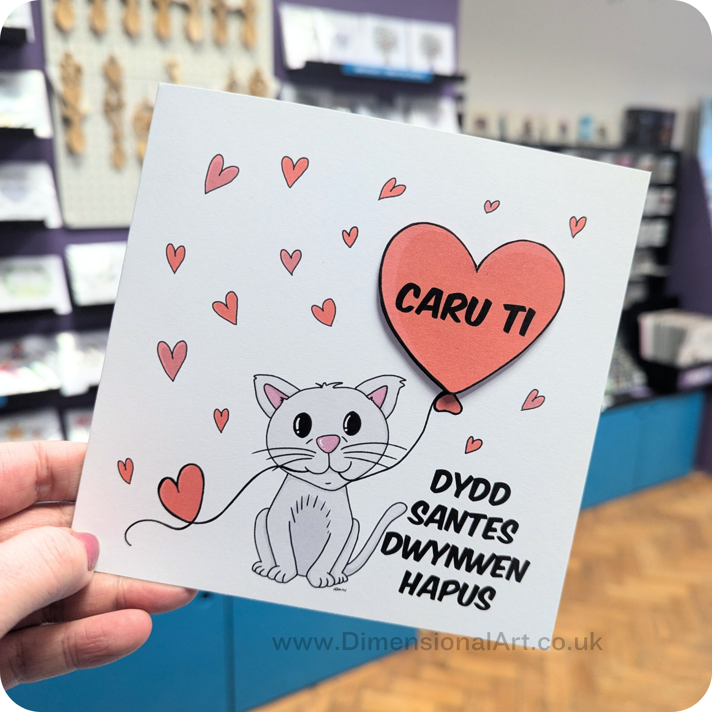 Caru ti - cat - Dydd Santes Dwynwen Hapus Card